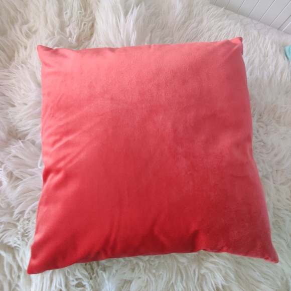 Simons red velvet decorative accent cushion 17" - Picture 4 of 5